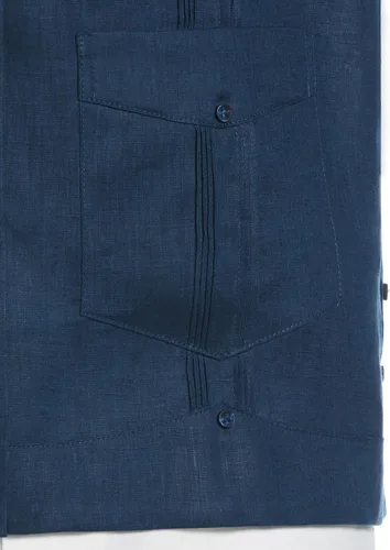 Miniatura 4 de Cubavera Camisa guayabera de manga larga con cuatro bolsillos 100% lino para hombre, detalle de pintuck, ajuste relajado