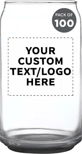 Miniatura 21 de Juego de 10 vasos de lata de cerveza personalizados, 16 onzas, tamaño de pinta, texto promocional, logotipo, forma de lata de soda, cristalería
