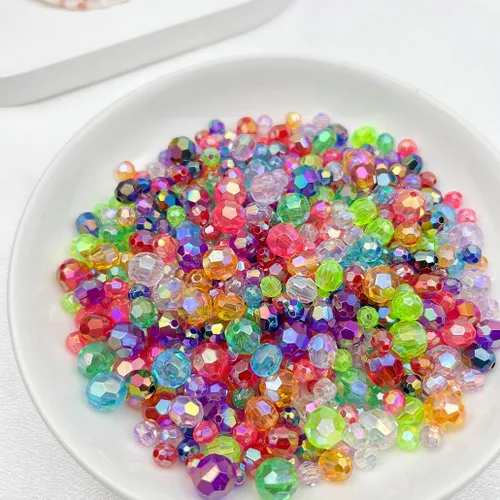 Miniatura 6 de 200 cuentas acrílicas de cristal de color AB de 0.394 pulgadas (0.394 in) cuentas redondas de plástico facetadas espaciadoras para hacer joyas, 402