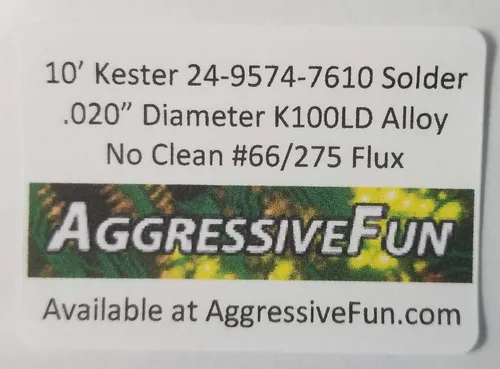 Miniatura 2 de Kester 275 No Clean Core K100LD Aleación .020" 24-9574-7610 Soldadura 1/2 onza 30 pies