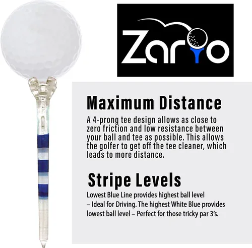 Miniatura 2 de Zario Tees de Golf 3 1/4 con Combo de Tees de Golf 1 1/2 Pulgadas, Tees de Golf de Plástico - Casi Irrompibles - 50 Unidades Azul