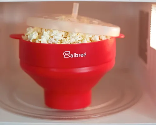 Miniatura 9 de La máquina original Salbree plegable de silicona para hacer palomitas de maíz en microondas, cuenco apto para microondas con capacidad para 16 Rojo