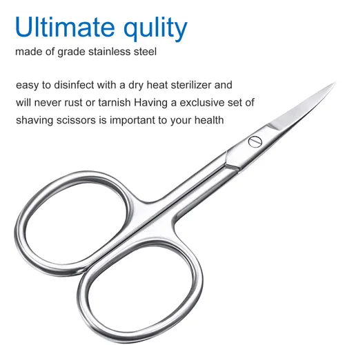 Miniatura 5 de Tijeras curvadas para cutículas, tijeras de manicura de acero inoxidable, tijeras de aseo facial multiusos, tijeras curvadas para uñas, cejas