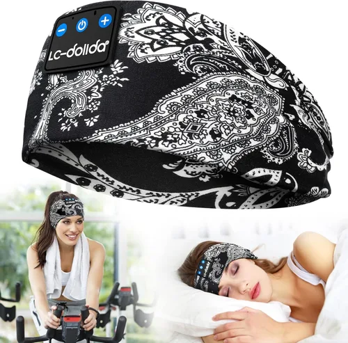 LC-dolida Auriculares para Dormir Bluetooth Diadema Musical Diadema Banda Inalámbrica Diadema Auriculares con Altavoces Estéreo HD Delgados