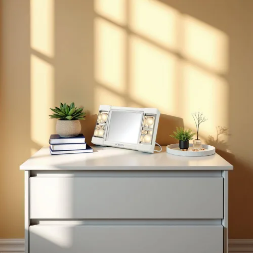 Miniatura 8 de JERDON Espejo de maquillaje de dos caras con luces, espejo de tocador con aumento 3X e iluminación sin deslumbramiento, base blanca, modelo J1010