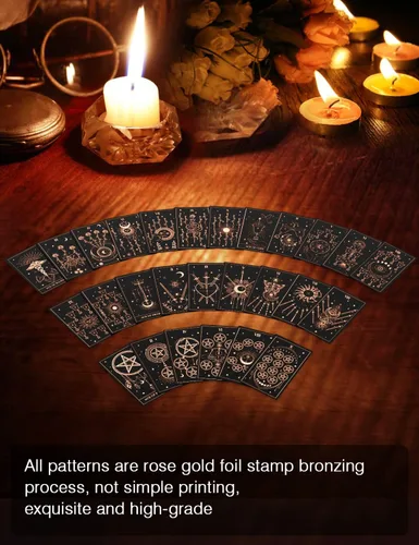 Miniatura 3 de WJPC Juego de cartas de tarot de lámina de oro rosa con guía y caja de regalo para principiantes y expertos. Tarjetas de juego de adivinación