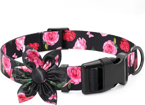 Miniatura 10 de Collar de Perro a Cuadros para Machos, Collares Florales para Perros Machos con Pajarita de Flores, Collar de Perro para Lindos Gatos y Perros Verde