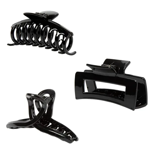 Miniatura 14 de Pinzas grandes para el cabello grueso, fino y fino, dientes de sujeción fuerte, pinzas de mandíbula granate entrelazadas para mujeres, juego de 3