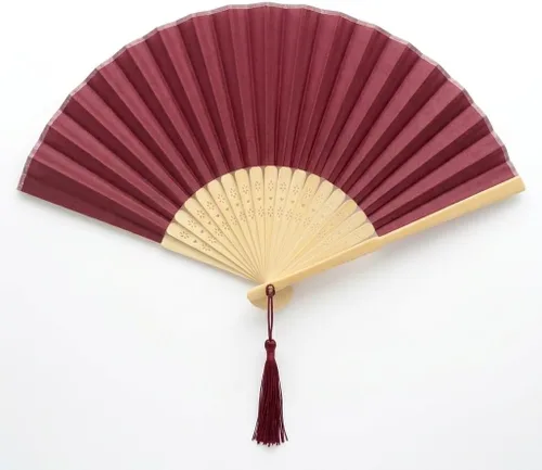 Miniatura 20 de Abanico de mano plegable de mano de tela con borla de grado A, varillas de bambú para mujeres y niñas, fiesta de verano, eventos, cumpleaños, boda