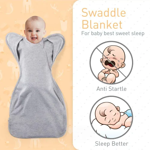 Miniatura 2 de Mantas para envolver de 3 vías con brazos levantados, saco de dormir con las manos arriba, saco de dormir fácil de cambiar pañales para bebés, niños