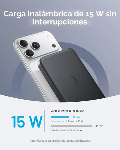 Miniatura 3 de Anker MagGo Power Bank, batería magnética ultradelgada de 10,000 mAh, con certificación Qi2 de 15 W, cargador portátil ultra rápido compatible