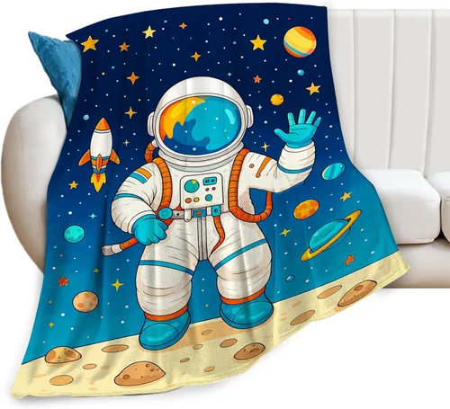 Manta de Astronauta Manta de Astronauta Acogedora y Cálida Hombre del Espacio Manta de Vellón Suave Esponjosa de Felpa Manta Ligera Suave Decoración