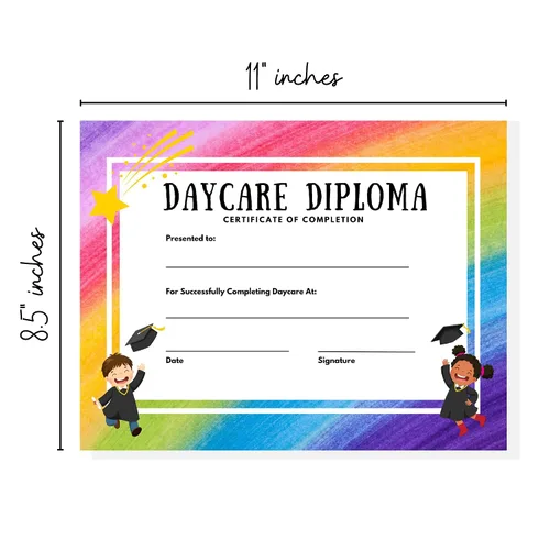 Miniatura 3 de Daycare Graduation Diploma 50 pk 8.5 x 11” Certificate of Achievement Award Preschool Pre K for Teachers to hand out at Ceremony Productos