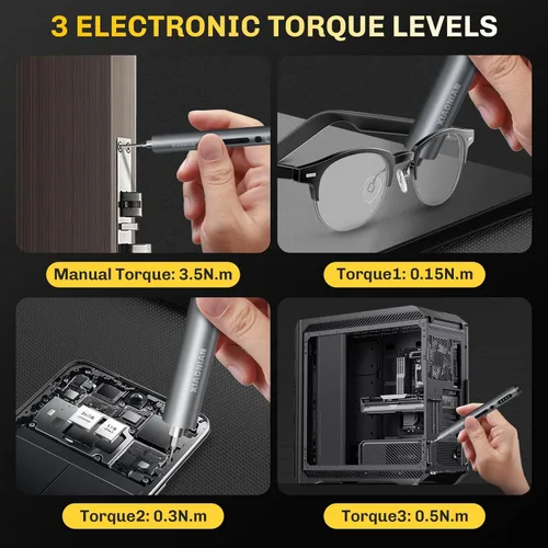 Miniatura 2 de Juego de destornilladores eléctricos de precisión de 3.7V, 50 en 1 pequeño destornillador magnético de potencia con almacenamiento, mini Gris