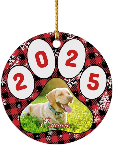 Miniatura 10 de Impreso en EE. UU. Adornos de Navidad personalizados con foto de perro, adorno de árbol de Navidad con nombre y foto de cachorro personalizados