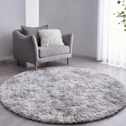 Miniatura 14 de FJZFING Alfombra redonda de color gris oscuro con teñido anudado, ultra suave, moderna, de 7 x 7 pies, alfombra circular para dormitorio de niños