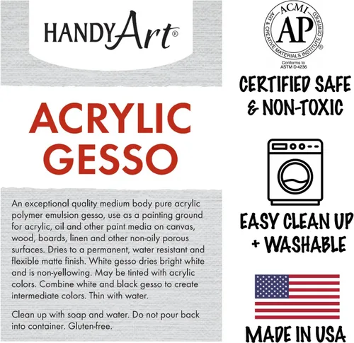 Miniatura 7 de Handy Art Gesso acrílico, 32 onzas, blanco, imprimación para lienzo, madera y superficies de pintura de artistas, mejora la adherencia de la pintura