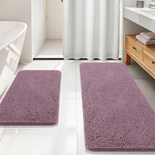 Miniatura 206 de OLANLY Juego de alfombras de baño de 2 piezas, alfombras de baño de chenilla suave y absorbente y alfombra de contorno en forma de U para inodoro