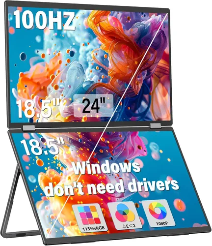 Miniatura 9 de InnoView Monitor Portátil Dual 4K de 15.6 pulgadas 3840x2160P 100% sRGB Owl Eye Vision - Diseño Plegable con Ajuste de Pantalla de 315°, Soporte