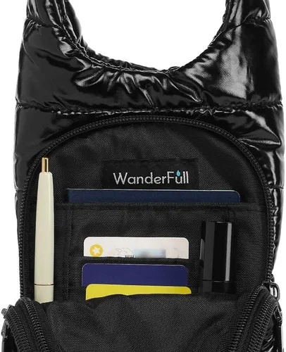 Miniatura 8 de WanderFull Original HydroBag Fits Up to 32 oz Water Bottle Holder with Strap – Hands-Free Crossbody Water Bottle Carrier Bag with Phone Pocket Negro