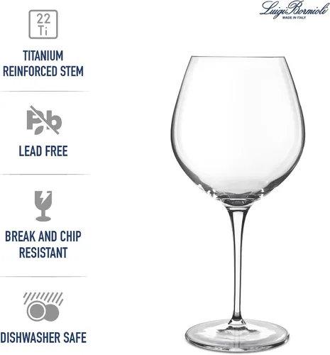 Miniatura 4 de Luigi Bormioli Crescendo Bourgogne - Juego de 4 copas de vino tinto de 22.25 onzas con forma de cuenco curvado para tintos de cuerpo completo
