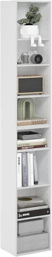 Miniatura 22 de Furinno Fulda Estantería de Libros, Estantería Estrecha de 2 Niveles, Librero con Estante de Almacenamiento de 6 Pulgadas de Ancho, 9.3 x 5.9 x 21.2