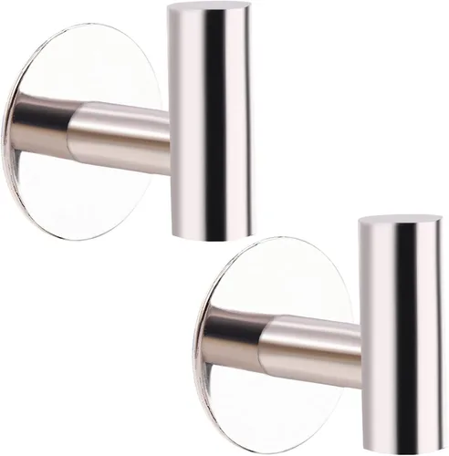 Ganchos de pared adhesivos de cromo pulido, paquete de 2 ganchos para toallas de baño y puertas de cocina, ganchos para colgar en la pared para