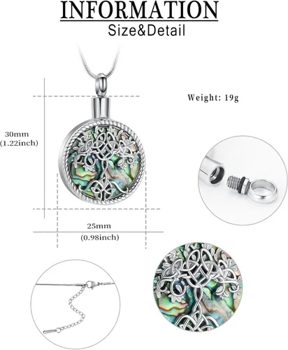 Miniatura 2 de Hearbeingt Collares de urna de lágrima para cenizas, medallón conmemorativo de cenizas del árbol de la vida, joyería de cremación, colgante