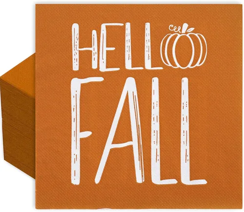 AnyDesign Paquete de 80 servilletas de papel con diseño de calabaza naranja y calabaza, desechables, servilletas decorativas de otoño para postre y