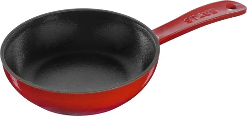 staub Skillet 40501-146 - Sartén de cereza de 6.3 pulgadas (6.3 in), fundición esmaltada, hierro, compatible con inducción, producto auténtico Rojo