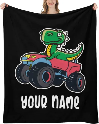 Miniatura 20 de Manta de dinosaurio de camión para niños y adultos, acogedora y suave para sofá, cama, manta deportiva de franela para cumpleaños para invierno, 30