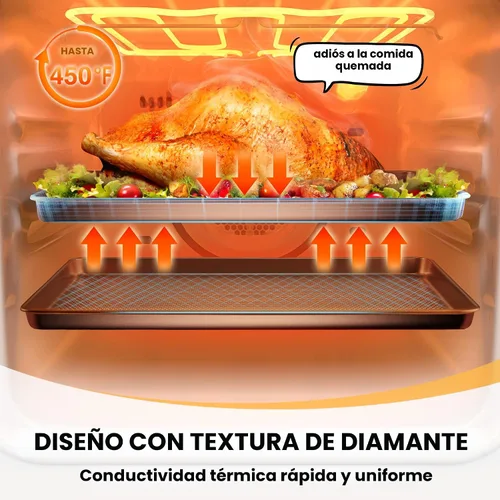 Miniatura 9 de HONGBAKE Juego de 9 moldes para hornear antiadherentes, apilables no tóxicos con textura de diamante, juego de bandejas para horno para cocinar