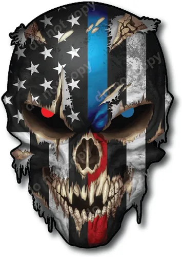 Miniatura 4 de Calcomanías de Haley Bandera Americana Calavera Adhesiva - Vinilo 3M, Ojos Reflectantes, para Autos y Camiones, Uso en Interiores, Calidad Premium