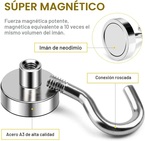 Miniatura 7 de DIYMAG - Ganchos magnéticos fuertes y resistentes, 25 libras de capacidad, para crucero, aula, refrigerador, cabañas, parrilla, cocina, garaje, Plata