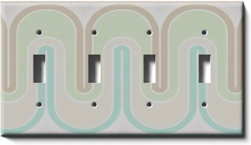 Miniatura 11 de Placa decorativa para cubierta para interruptor de luz, ondas retro verdes, placa de pared de palanca individual Single Toggle