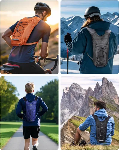 Miniatura 7 de Blue Quartz Mochila de hidratación con bolsa de agua de 2 L, mochila de agua de senderismo para mujeres y hombres, mochila ligera de ciclismo