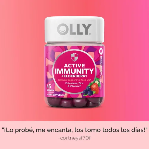 Miniatura 5 de Olly Gummy Active Immunity+Elderberry, 45 gomitas (1 paquete), sabor a bayas