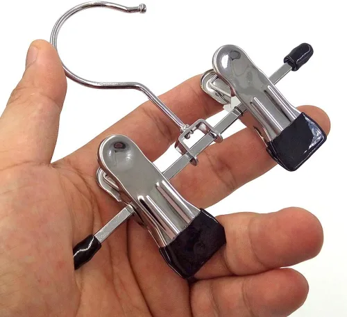 Miniatura 8 de Zapatero Ajustable de Acero Inoxidable Doblador de Pantalones Multifuncional Portátil de Viaje Lavandería Lavadora Estante Ganchos Calcetines Clip