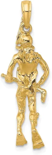 Miniatura 4 de Jewels By Lux 14K Yellow Gold 3D Scuba Diver Pendant