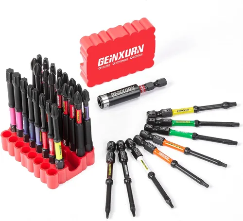 Miniatura 11 de Geinxurn Juego de puntas de destornillador de impacto, 99 piezas de 1 "/2 "multi cabeza magnética S2 puntas de destornillador de acero