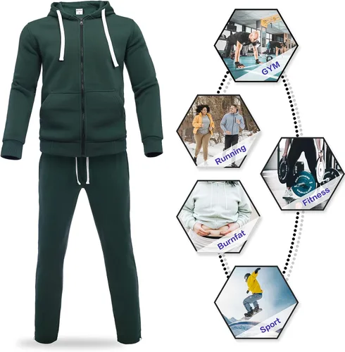 Miniatura 3 de Xmgelp Conjunto deportivo con capucha para hombre de 2 piezas, casual, con cierre completo