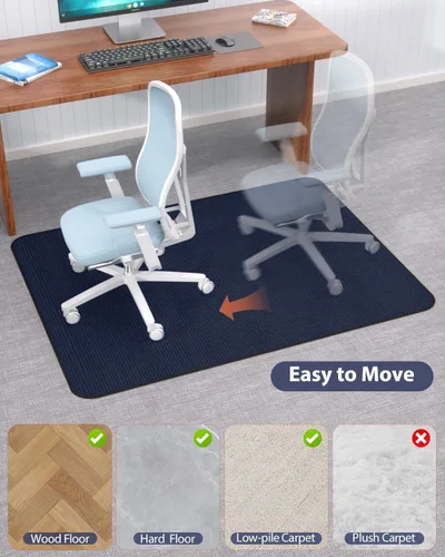 Miniatura 5 de Blvornl Office Chair Mat for Hardwood Floor and Low Pile Carpet, 35.5" x 47.2" Corduroy Surface Desk Rolling Chair Mat for Hard Floors, Heavy Duty