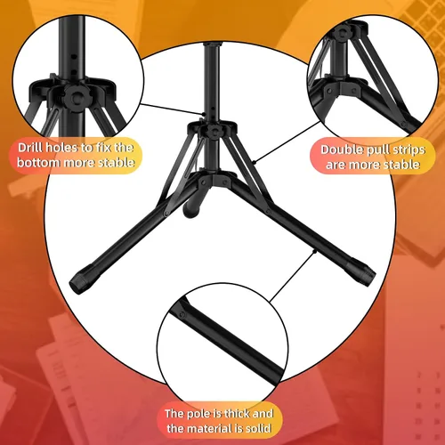 Miniatura 5 de Rueda de premio de 16 pulgadas, rueda giratoria con trípode plegable ajustable con base de pie, 12 ranuras, 1 soporte, kit de borrado en seco