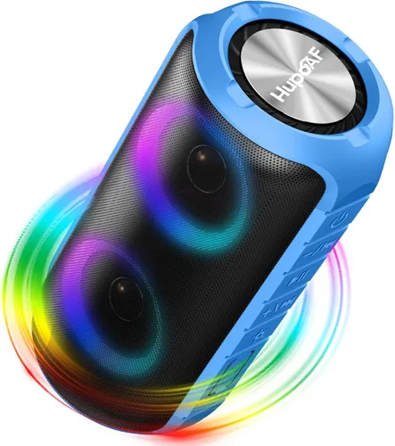 Miniatura 12 de Hupoaf Altavoz Bluetooth, altavoz inalámbrico portátil 2026 con sonido fuerte 6D, IPX7 impermeable, llamada HD, luces RGB, tiempo de reproducción