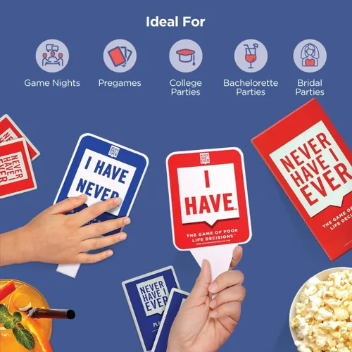 Miniatura 6 de Never Have I Ever Palas de juego de cartas, maximiza la diversión de jugar a las cartas, 10 paletas físicas con las que tengo y nunca jamás