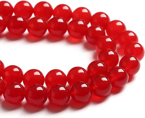Miniatura 4 de Cuentas sueltas redondas de jade de calcedonia roja natural de 12 mm, 30 piezas, para hacer joyas, pulseras y collares DIY