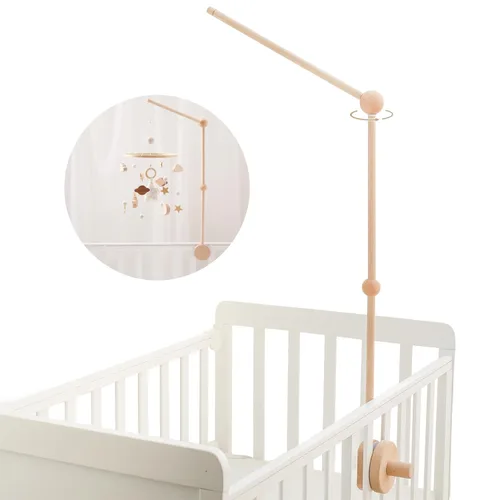 Miniatura 8 de let's make Brazo móvil de madera con diseño de pájaro para cuna, soporte para móvil de bebé de 30 pulgadas, colgador de móvil para bebé, decoración