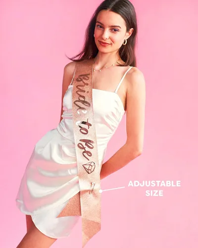 Miniatura 6 de xo, Fetti Banda de despedida de soltera con purpurina de oro rosa – Novia futura Decoraciones de despedida de soltera, despedida de soltera