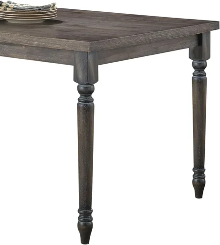 Miniatura 3 de Mesa de comedor gris desgastada con patas torneadas