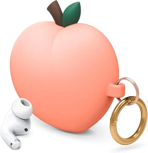 elago Peach - Funda compatible con Apple AirPods Pro, diseño 3D con llavero, soporta carga inalámbrica (melocotón) [patente registrada en Estados